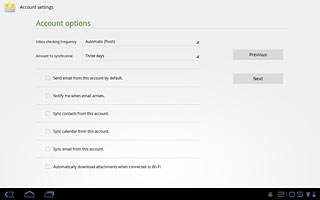 If required, follow the instructions on the display to select synchronisation settings.Press Next.