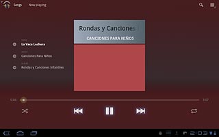 To fast forward or rewind the current audio file:Press and hold arrow right or arrow left.