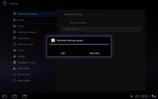 Check that the same access code is displayed on both devices and press Pair.The new device is displayed on the list of paired devices.