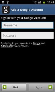 Press Username and key in the username for your Google account.