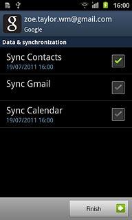 Follow the instructions on the display to select backup settings.Press Finish.
