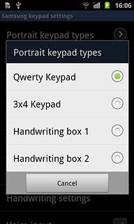 Press Qwerty Keypad, 3x4 Keypad, Handwriting box 1 or Handwriting box 2.