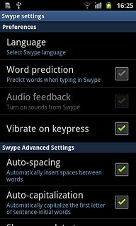 Press Word prediction to turn the function on or off.