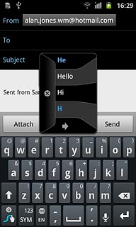 Press the required word to insert it.