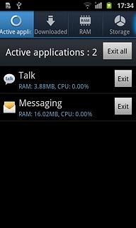 To end all applications:Press Exit all next to Active applications.