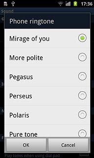 Press the required ring tone to hear it.