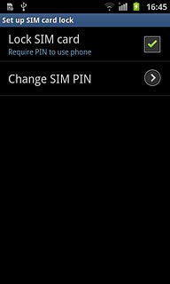 Press Lock SIM card to turn use of PIN on or off.