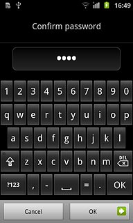Key in the phone lock code again and press OK.
