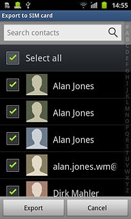When the box next to a contact is ticked (V), the contact is selected.