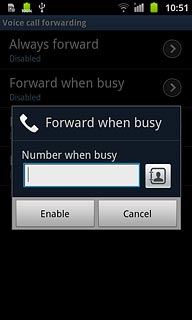 Key in (prefix) 5 (your phone number) and press Enable.The request is sent.