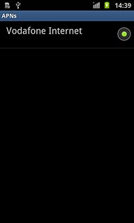 Press the field next to Vodafone Internet to fill in the field.