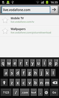 Key in the address of the required web page and press Go.