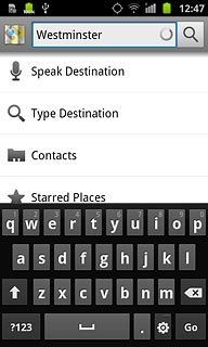 Key in the required destination and press the search icon.