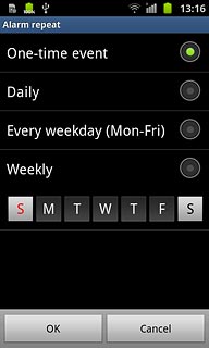 If you select One-time event or Weekly:
