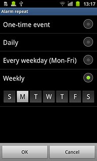 When a day is displayed on a grey background, it's selected.