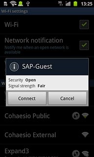 Follow the instructions on the display to select security settings, if required.Press Connect.