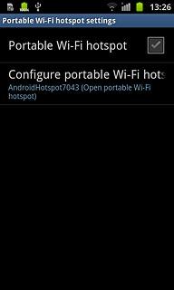 Press Portable Wi-Fi hotspot to turn on the function.
