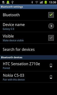 Press Visible to turn Bluetooth visibility on or off.