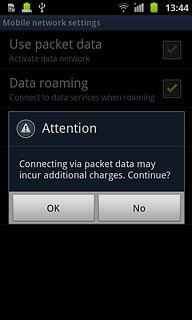 If you activate data connections:Press OK to confirm.