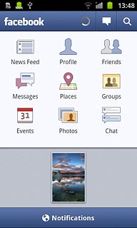 You can now use the application.Please note that Facebook isn't part of the original application package and therefore only a general description is given here.You have a number of options, such as:Write status updatesSend messagesWrite text on WallUpload picturesSelect application settings