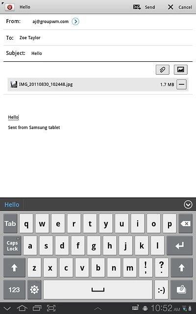 Write subject and text for your email message.Press Send.