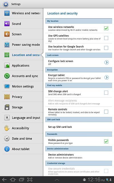 When the box next to the menu item is ticked (V), the function is turned on.