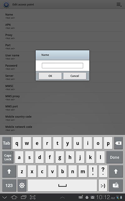 Key in Vodafone Internet and press OK.