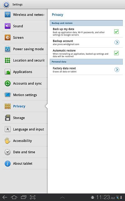 Press Factory data reset.