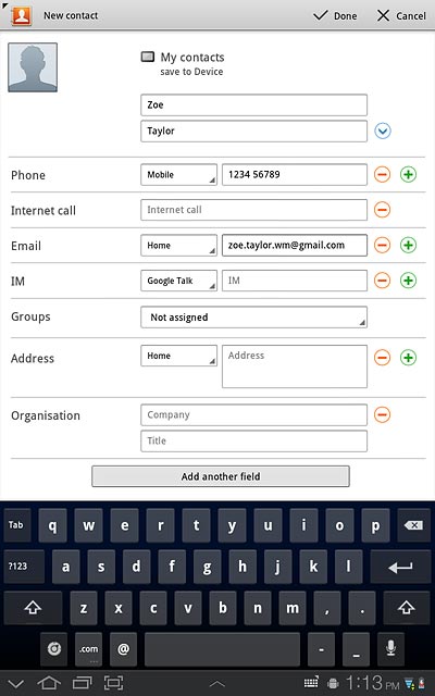 Press the picture icon next to the name.