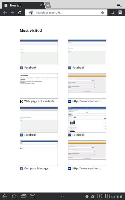 Press the address bar at the top of the display.