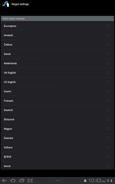 Press the required language to turn it on or off.