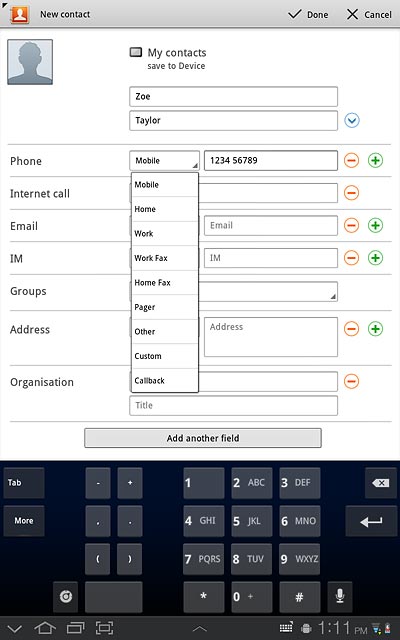 Press the required number type.