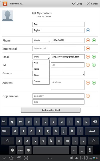 Press the required email type.