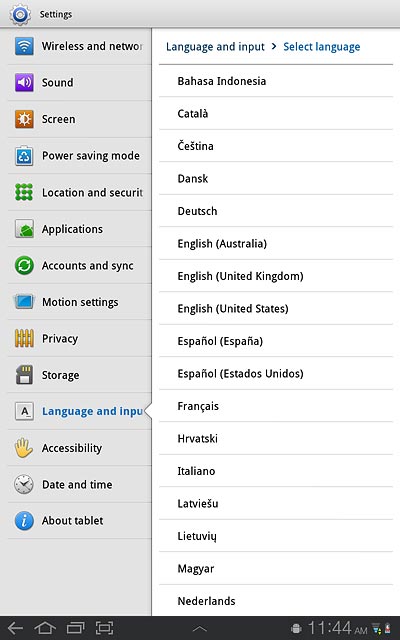 Press the required language.