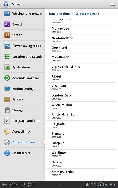 Press the required time zone.