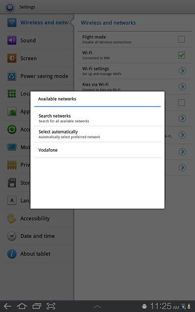 Your device will search for networks within range.A list of available networks will show on your display.Press the required network.Your display will tell you if you've access to the network you've chosen.