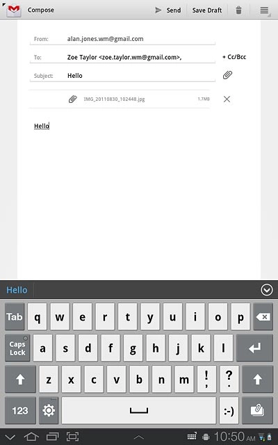 Write subject and text for your email message.Press Send.