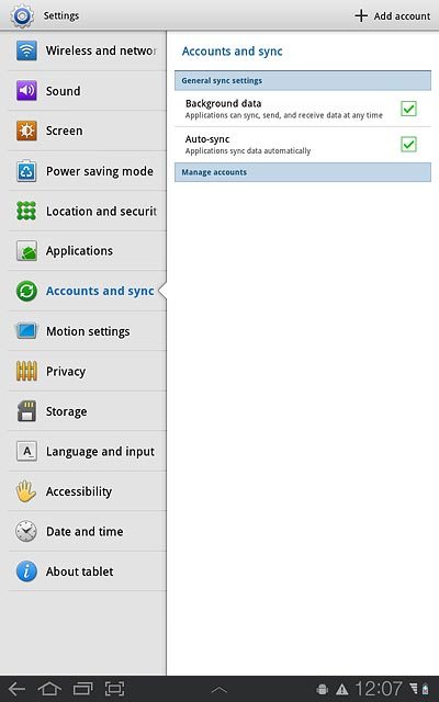 Press Accounts and sync.