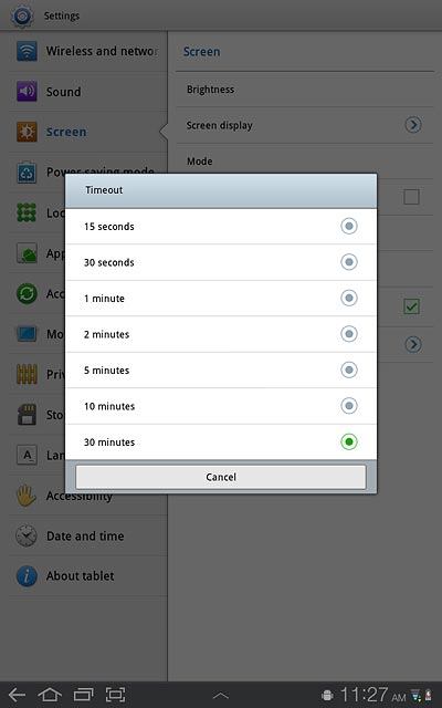 Press the required period.