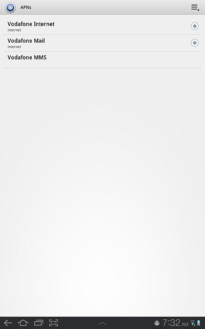 Press the field next to Vodafone Mail to fill in the field.