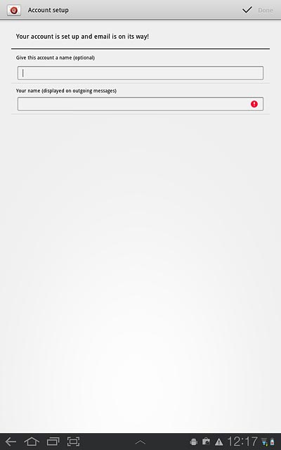 Press the field below Give this account a name (optional) and key in a name for your email account (such as Private or Work).