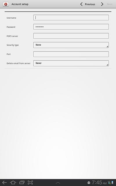 Press the field next to Username and key in the username for your email account.
