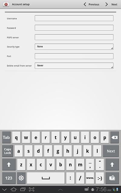 Press the field next to POP3 server and key in the name or IP address of your email provider's incoming mail server.