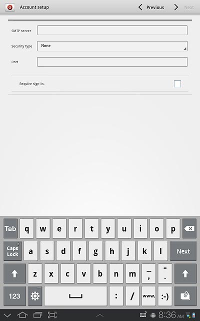 Press the field next to SMTP server and key in mail.vodafone.ie