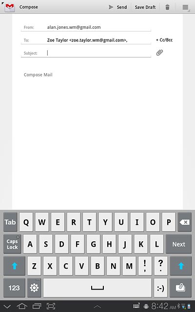Press Subject.Key in a subject for the email message.