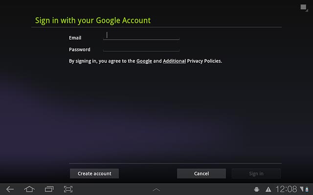 Press the field next to Email and key in the username for your Google account.