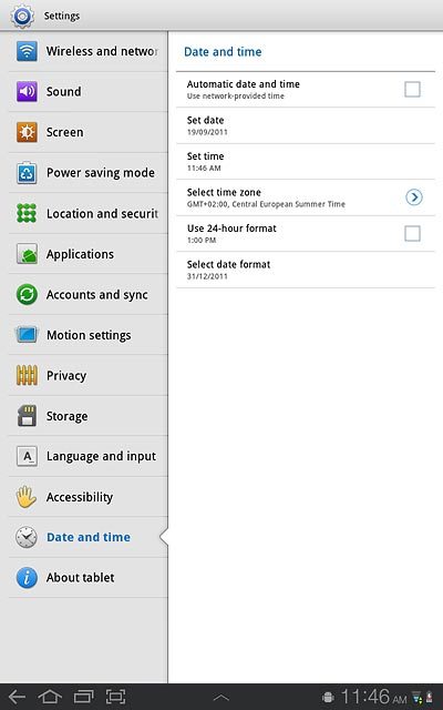 Press Automatic date and time to turn automatic date and time update on or off.