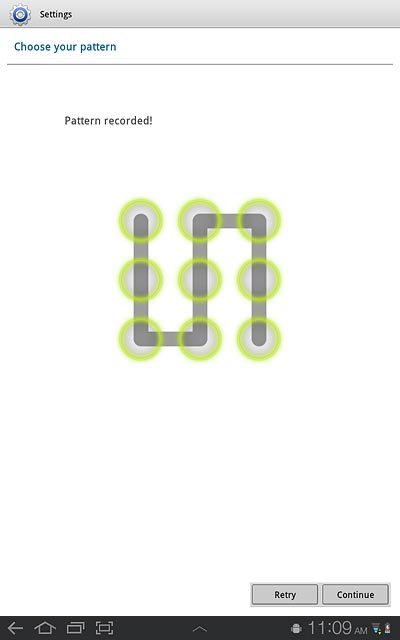 Press Continue.Repeat the selected lock code to confirm.