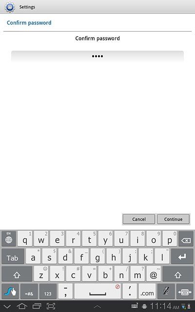 If the lock code is a password:Key in the current lock code and press Continue.