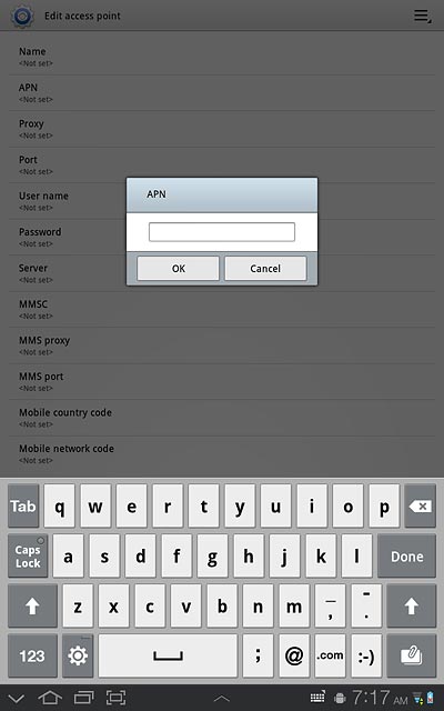 Key in mms.vodafone.net and press OK.